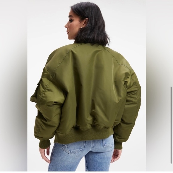 NWT Good American Satin Oversized Bomber Jacket - Picture 4 of 8